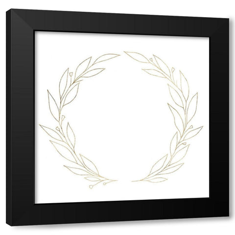 Wreath in Gold I Black Modern Wood Framed Art Print with Double Matting by Warren, Annie