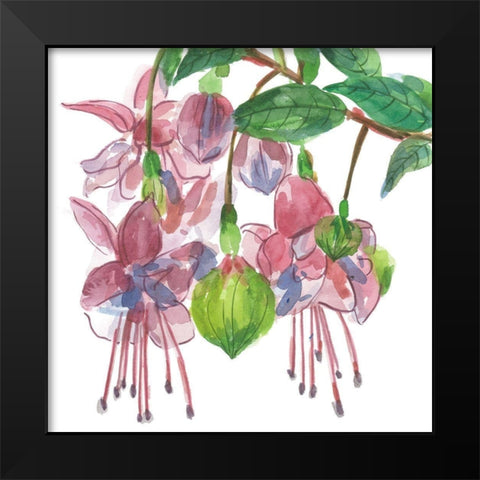 Fuchsias I Black Modern Wood Framed Art Print by Wang, Melissa