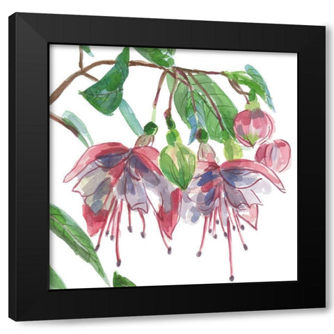 Fuchsias II Black Modern Wood Framed Art Print with Double Matting by Wang, Melissa