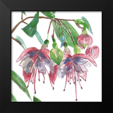 Fuchsias II Black Modern Wood Framed Art Print by Wang, Melissa