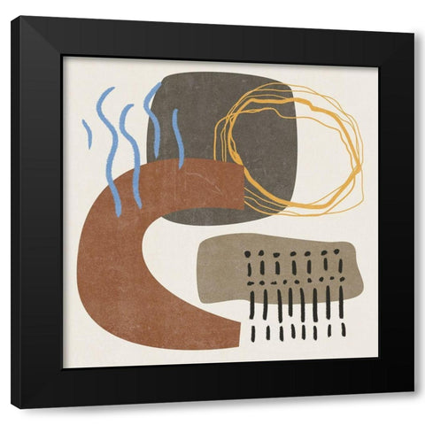 Blue Stream I Black Modern Wood Framed Art Print with Double Matting by Wang, Melissa