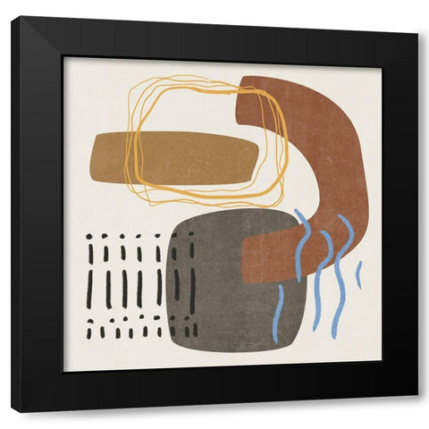 Blue Stream II Black Modern Wood Framed Art Print with Double Matting by Wang, Melissa