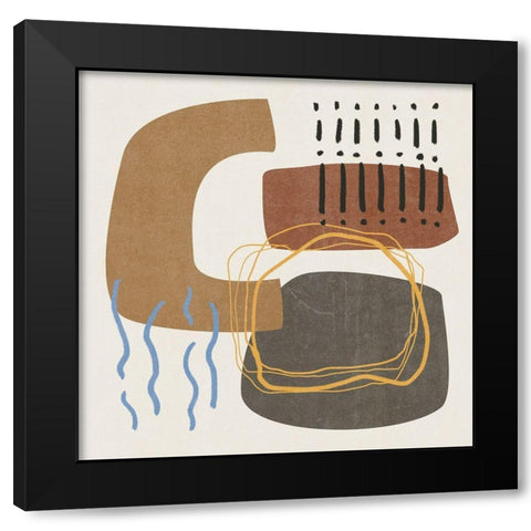 Blue Stream III Black Modern Wood Framed Art Print with Double Matting by Wang, Melissa