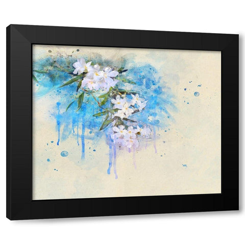 White Blossoms Black Modern Wood Framed Art Print by Vest, Chris