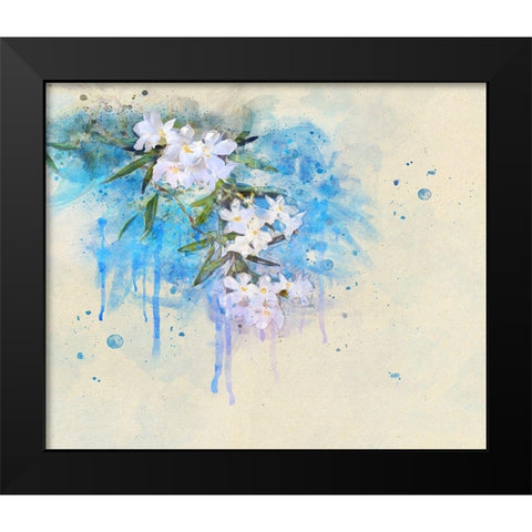 White Blossoms Black Modern Wood Framed Art Print by Vest, Chris