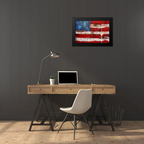 Ashley American Flag Black Modern Wood Framed Art Print by Ashley, Erin