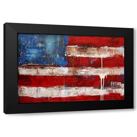 Ashley American Flag Black Modern Wood Framed Art Print by Ashley, Erin