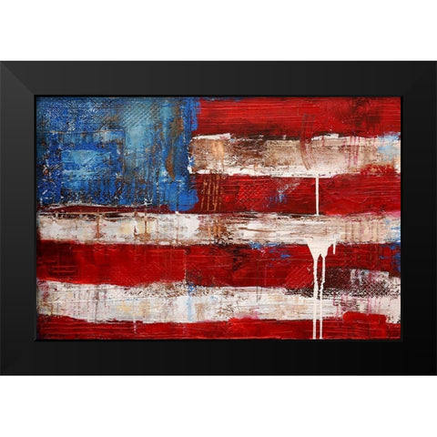 Ashley American Flag Black Modern Wood Framed Art Print by Ashley, Erin