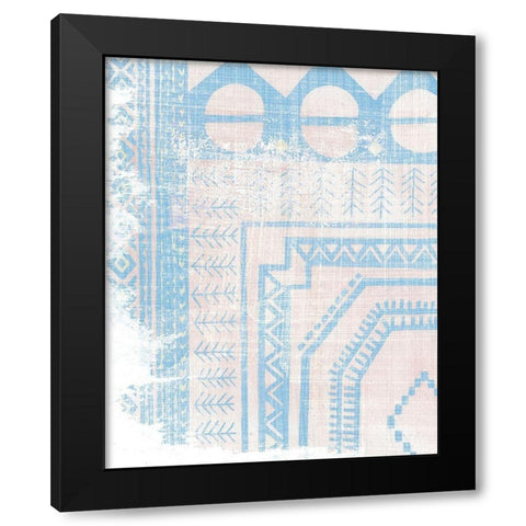 Baby Blue Textile I Black Modern Wood Framed Art Print with Double Matting by Wang, Melissa