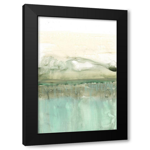 Minty Horizon II Black Modern Wood Framed Art Print with Double Matting by Goldberger, Jennifer