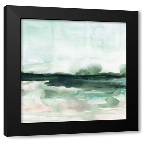 Green Coast I Black Modern Wood Framed Art Print by Vess, June Erica