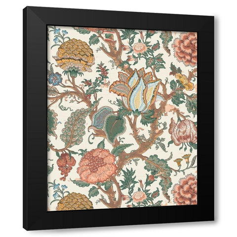 Pastel Jacobean Floral I Black Modern Wood Framed Art Print by Baxter Mill Archive