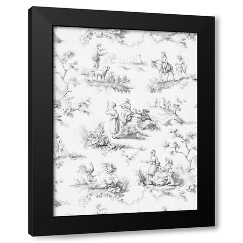 Toile Design in Grey Black Modern Wood Framed Art Print by Baxter Mill Archive