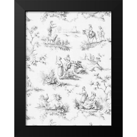 Toile Design in Grey Black Modern Wood Framed Art Print by Baxter Mill Archive