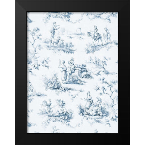 Toile Design in Blue Black Modern Wood Framed Art Print by Baxter Mill Archive