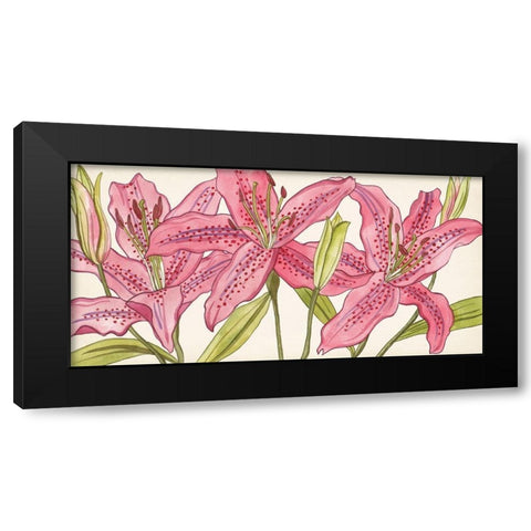 Pink Lilies I Black Modern Wood Framed Art Print with Double Matting by Wang, Melissa