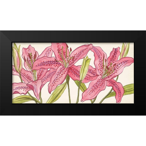 Pink Lilies I Black Modern Wood Framed Art Print by Wang, Melissa