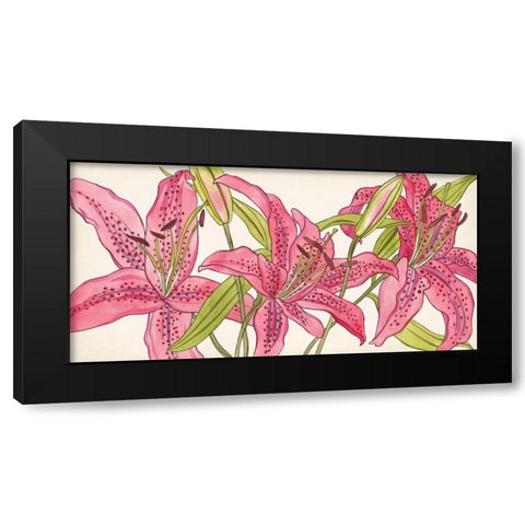 Pink Lilies II Black Modern Wood Framed Art Print with Double Matting by Wang, Melissa