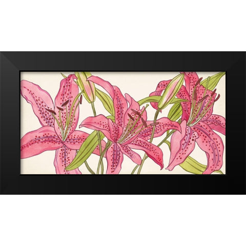 Pink Lilies II Black Modern Wood Framed Art Print by Wang, Melissa