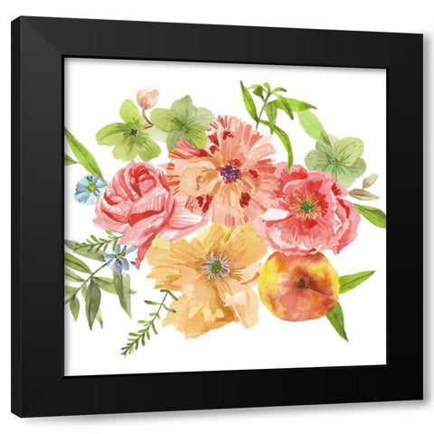 Just Peachy III Black Modern Wood Framed Art Print with Double Matting by Wang, Melissa