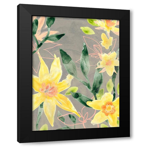 Narcissus Fresco I Black Modern Wood Framed Art Print by Vess, June Erica