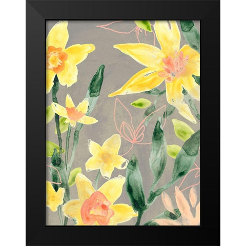 Narcissus Fresco II Black Modern Wood Framed Art Print by Vess, June Erica