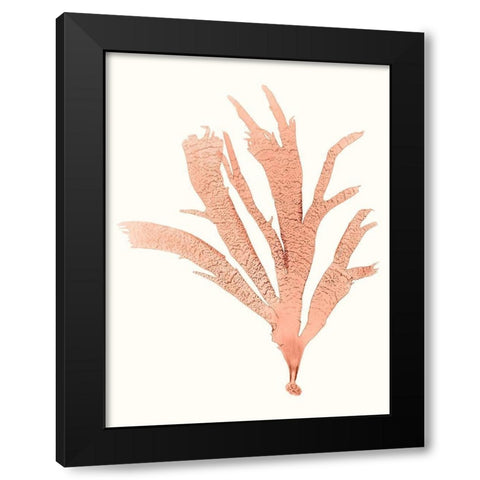 Vivid Coral Seaweed IV Black Modern Wood Framed Art Print by Vision Studio