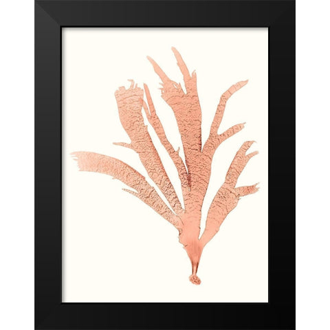Vivid Coral Seaweed IV Black Modern Wood Framed Art Print by Vision Studio