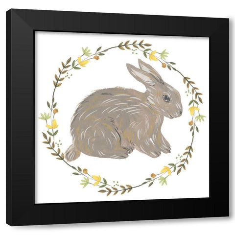 Happy Bunny Day I Black Modern Wood Framed Art Print by Wang, Melissa