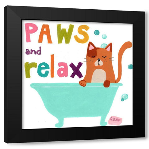 Cute Cat Bath II Black Modern Wood Framed Art Print with Double Matting by Vess, June Erica
