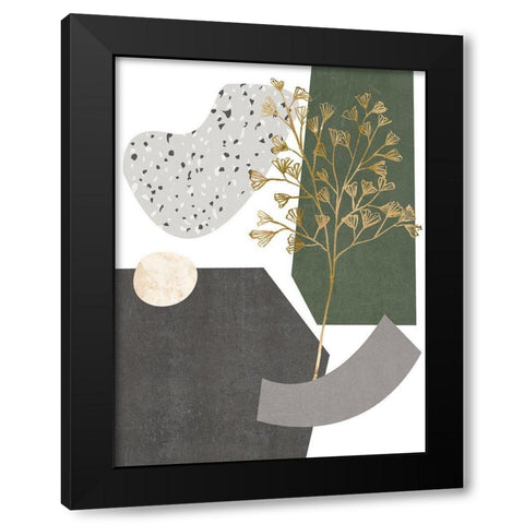 Gold Ginkgo I Black Modern Wood Framed Art Print with Double Matting by Wang, Melissa