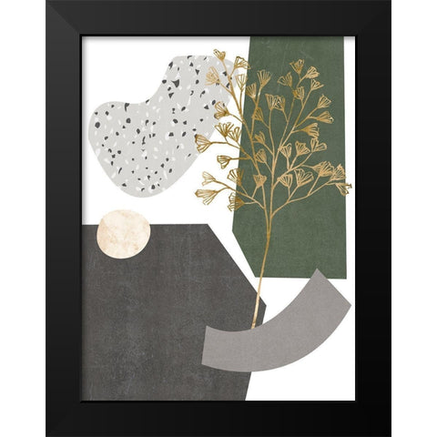 Gold Ginkgo I Black Modern Wood Framed Art Print by Wang, Melissa