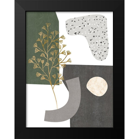 Gold Ginkgo II Black Modern Wood Framed Art Print by Wang, Melissa