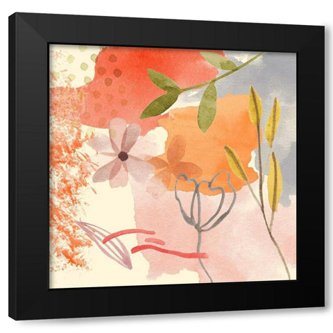 Flower Shimmer I Black Modern Wood Framed Art Print by Wang, Melissa