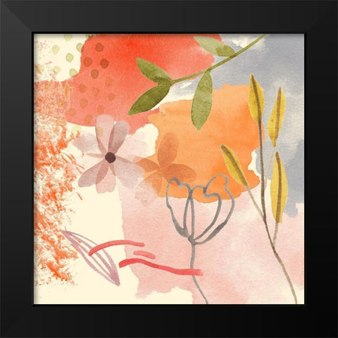 Flower Shimmer I Black Modern Wood Framed Art Print by Wang, Melissa