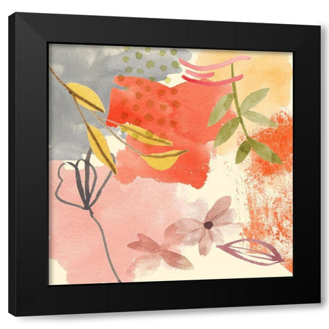 Flower Shimmer II Black Modern Wood Framed Art Print with Double Matting by Wang, Melissa