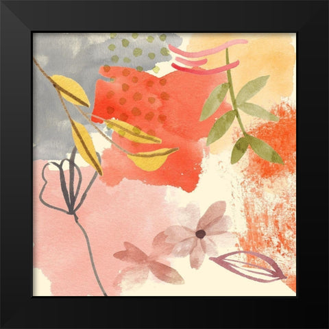 Flower Shimmer II Black Modern Wood Framed Art Print by Wang, Melissa