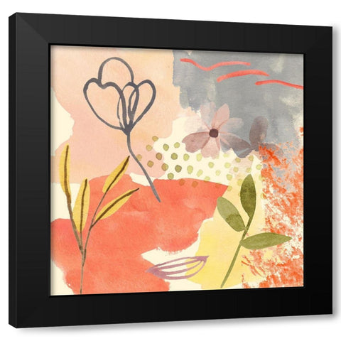 Flower Shimmer III Black Modern Wood Framed Art Print with Double Matting by Wang, Melissa