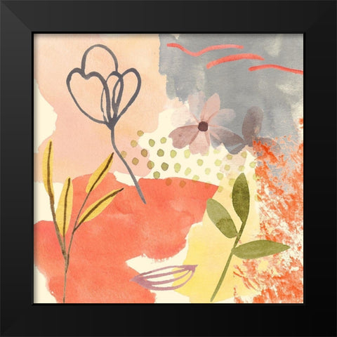 Flower Shimmer III Black Modern Wood Framed Art Print by Wang, Melissa