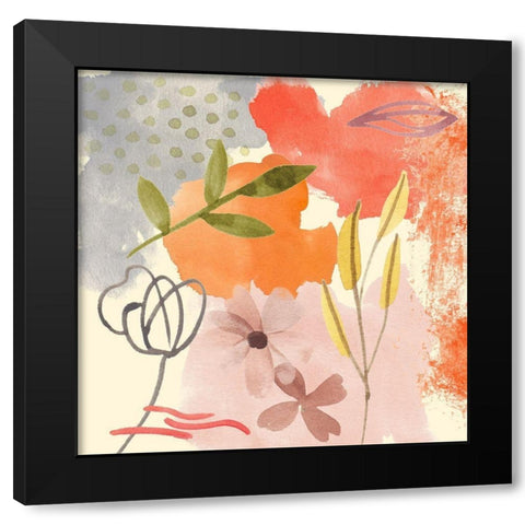 Flower Shimmer IV Black Modern Wood Framed Art Print with Double Matting by Wang, Melissa