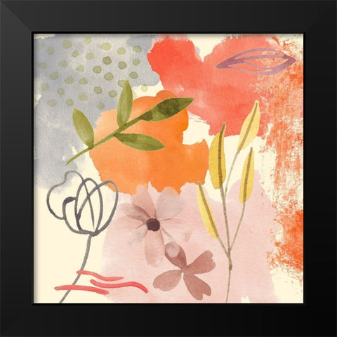 Flower Shimmer IV Black Modern Wood Framed Art Print by Wang, Melissa