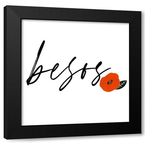 Besos I Black Modern Wood Framed Art Print with Double Matting by Studio W