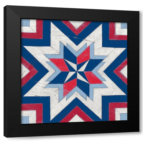 Americana Quilt Motif III Black Modern Wood Framed Art Print by Vess, June Erica
