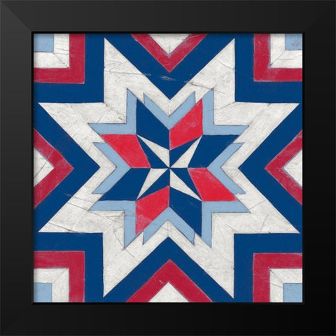 Americana Quilt Motif III Black Modern Wood Framed Art Print by Vess, June Erica