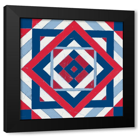 Americana Quilt Motif IV Black Modern Wood Framed Art Print by Vess, June Erica