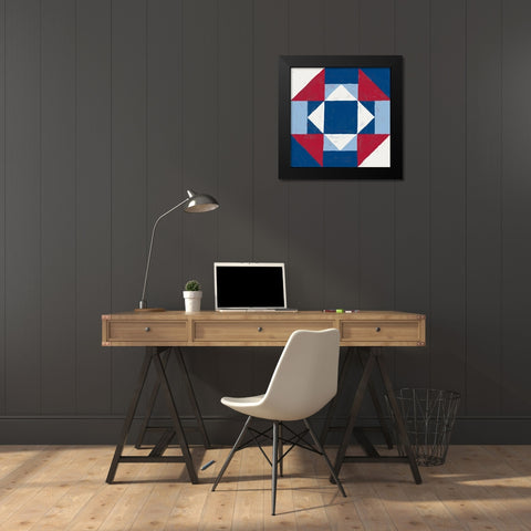 Americana Patchwork Tile III Black Modern Wood Framed Art Print by Lam, Vanna