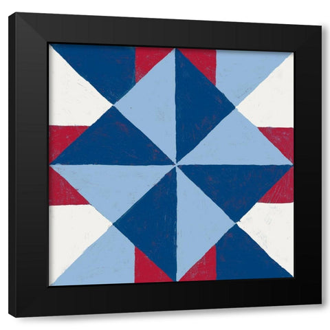 Americana Patchwork Tile IV Black Modern Wood Framed Art Print with Double Matting by Lam, Vanna