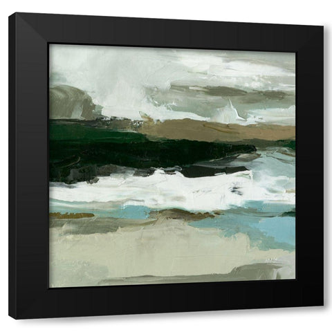 Textured Ocean Tide I Black Modern Wood Framed Art Print with Double Matting by Caroline, Emma