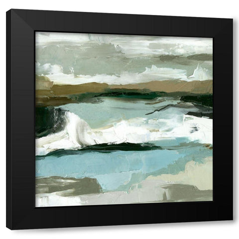 Textured Ocean Tide II Black Modern Wood Framed Art Print by Caroline, Emma