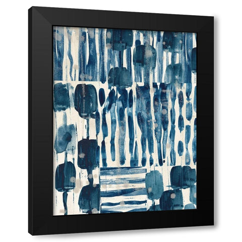 Indigo Patchwork I Black Modern Wood Framed Art Print with Double Matting by Vess, June Erica